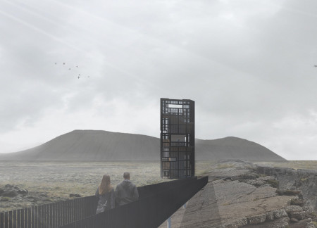 Elevated Glulam Structure Offering Panoramic Views in Volcanic Landscape  