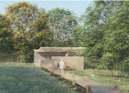 Gabion Walls and Translucent Roof Integrate Mindfulness Retreat Within Natural Landscape