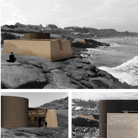 Rammed Earth Pavilion Embracing Coastal Integration with Fabric Canopy and Archaeological Context