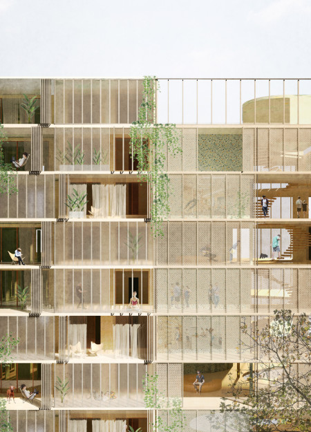 Community hub featuring cross-laminated timber and charred wood shingles for sustainable urban living