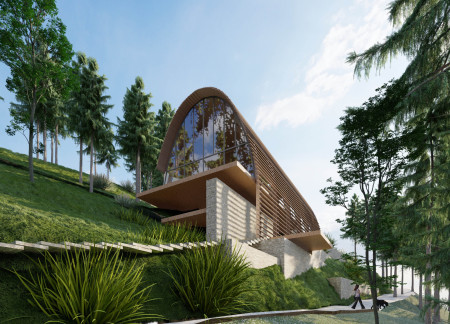 Charred Wooden Shingles and Cross-Laminated Timber Elevate a Tranquil Wellness Retreat in a Scenic Valley