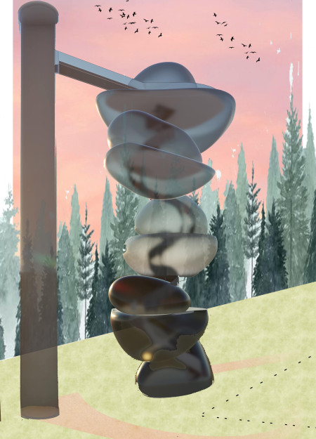 Observation Tower Featuring Curvilinear Forms and Charred Wooden Shingles with Cross-Laminated Timber Panels
