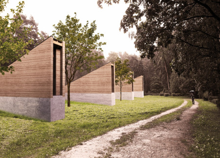 Rammed Earth Structure Embracing Natural Light with Triangular Profiles for Reflective Memorialization
