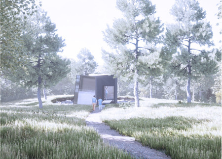 Charred Wooden Shingles Enveloping A Geometric Retreat Designed For Mindfulness  
