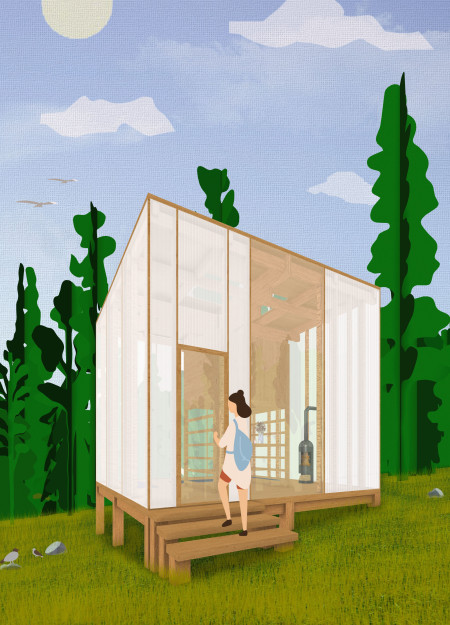 Translucent Serenity Achieved With Low-Iron Glass and GluLam Framework in a Tranquil Meditation Retreat