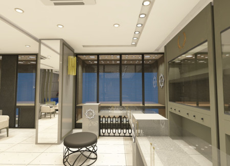 Textured Metal Screens and Glass Partitions Defining A Flexible Community Space