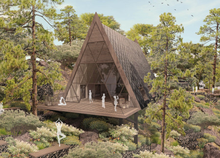 Charred Wooden Shingles and Cross-Laminated Timber Panels Shape a Versatile Community Hub
