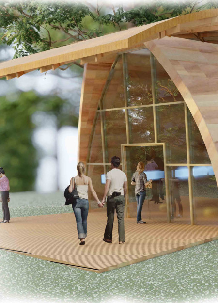 Curved Bamboo Walls and Koru-Inspired Architecture for a Tranquil Meditation Space