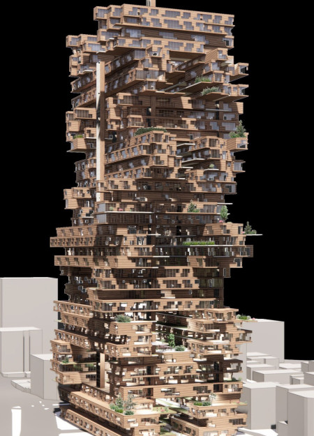 Cross-Laminated Timber With Charred Shingles Creating Flexible Urban Workspaces  