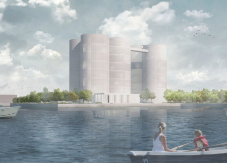Silo Conversion Featuring Concrete, Glass, and Sustainable Green Roofs in Urban Housing Design  