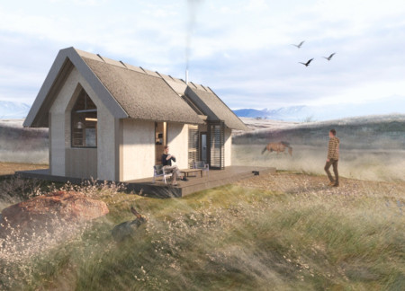 Charred Wooden Shingles and Natural Materials Enriching Sustainable Living Spaces