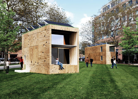 Charred Wooden Shingles and Plywood Form Sustainable Micro Living in Urban Context