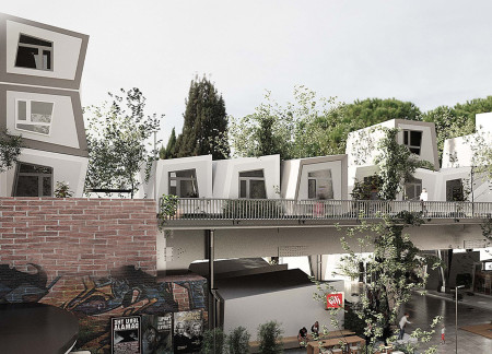 Charred Wooden Shingles and Cross-Laminated Timber Panels Shape Adaptable Modular Living Spaces