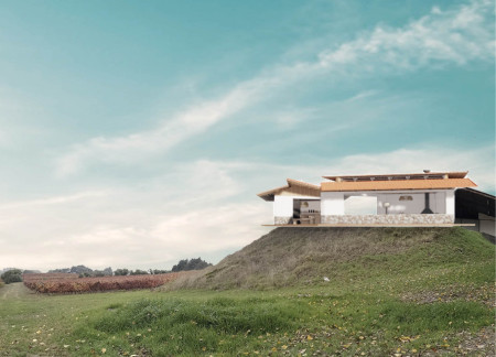 Terracotta Tiled Roofs and Cobblestone Floors Inhabit a Vineyard Gathering Space