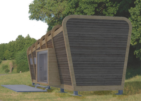 Charred Wood Shingles and Glulam Structure Define Sustainable Living Space