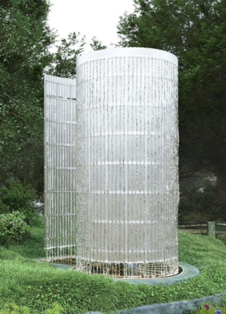 Cylindrical Cabins With Transparent Walls Floating Above Urban Waters