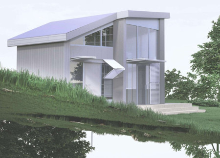 Rainwater Collection and Sliding Panels Enhance Sustainable Living in Engineered Wood Residence