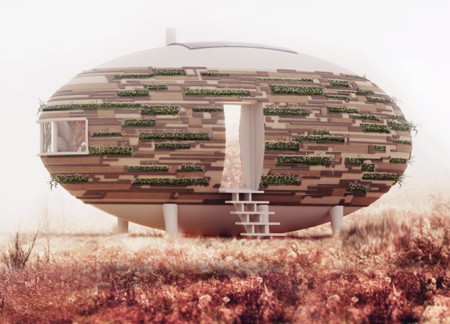 Passive Solar Capsule Constructed with Reclaimed Wood and Fiberglass Panels