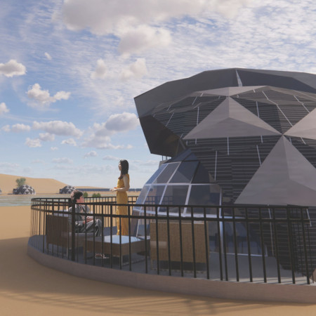 Solar-Powered Lodges Featuring Prefabricated Structures Nestled in Desert Ecosystem  
