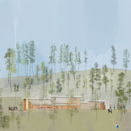 Rammed Earth Retreat Featuring Mountain Larch and Green Roof for Holistic Wellness