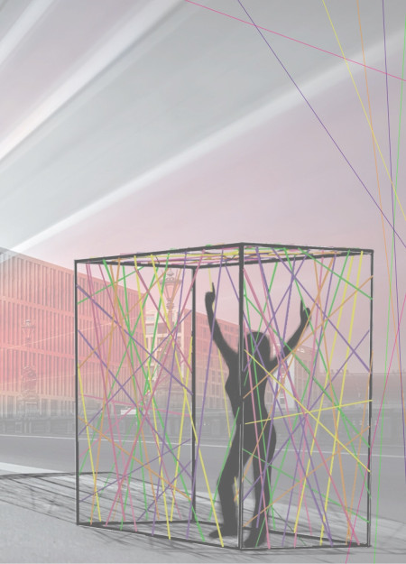 Dynamic Steel Framework Enhanced by Colorful Elastic Webbing in an Engaging Urban Space