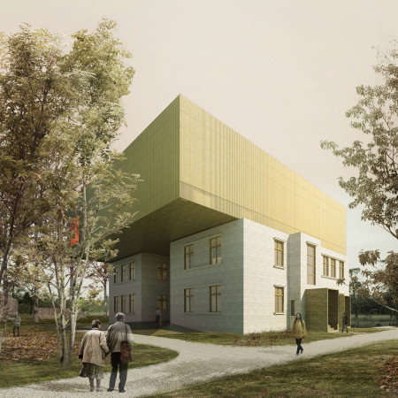 Golden-Toned Wood and Grass Roof Define a Cultural Space in Ormuli  