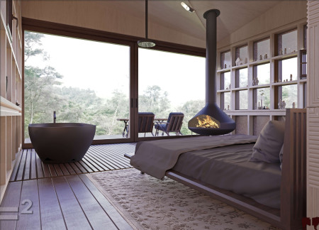 Charred Wooden Shingles and Cross-Laminated Timber Create a Seamless Indoor-Outdoor Living Experience