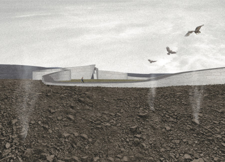 Tensioned Concrete Walkways Integrating Natural Rock for Enhanced Geological Engagement