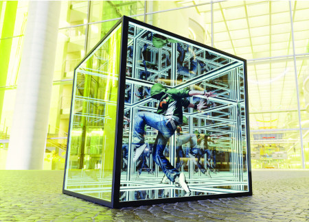 Reflective Plexiglass Structure Enhancing Social Interaction In Urban Environments