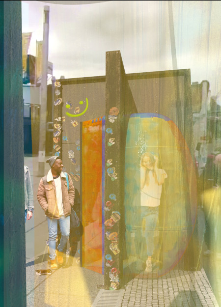 Inflatable Plastic Structure With Vibrant Color Palette Serving As A Cultural Hub In Painted Timber