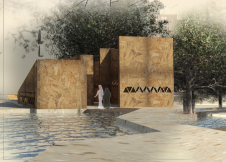Fractured Volumes of Oriented Strand Board Embrace Community Engagement in Riyadh’s Desert Context