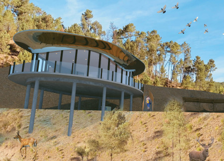 Green Roof Retreat Crafted from Locally Sourced Timber and Anodized Chrome  