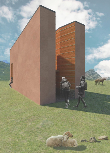 Rammed Earth Sanctuary Embracing Natural Light for Pilgrims' Reflection