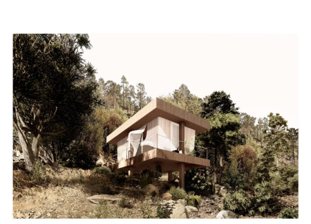 Thermal Curtain and Engineered Wood Form a Tranquil Meditation Retreat in Portugal
