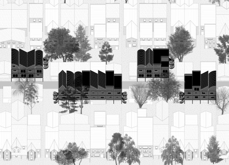 Charred Wooden Shingles and Rainwater Features Transforming Urban Alleys into Sustainable Living Spaces