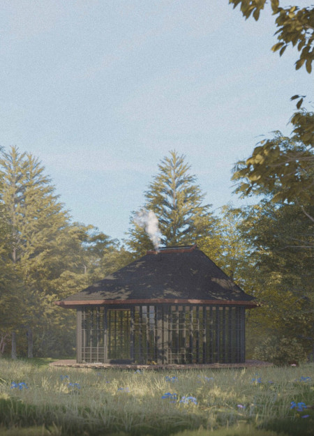 Charred Wooden Shingles and CNC-Cut Timber Shape A Community Space Embracing Nature