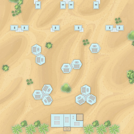 Hexagonal Lodges and Natural Stone Create a Sustainable Retreat in the Desert