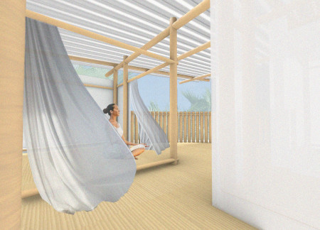 Translucent Polycarbonate Enclosure Embracing Bamboo Structure in a Circular Meditation Space  