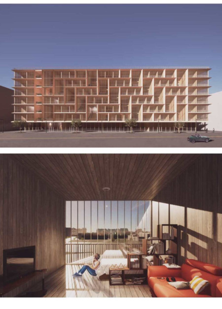 Charred Wooden Shingles and Cross-Laminated Timber Create Sustainable Urban Living Solutions
