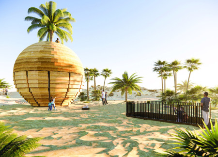 Rammed Earth Pavilion Nestled in the Desert Embracing Circular Geometry and Natural Textures