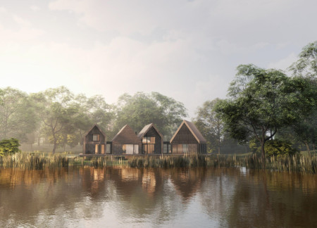 Charred Wooden Shingles and Cross-Laminated Timber Panels Shape Sustainable Lakeside Retreat
