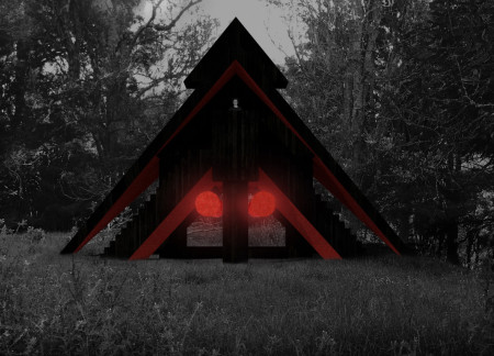 Charred Wooden Shingles Complementing a Triangular Roof Sanctuary for Mindful Reflection