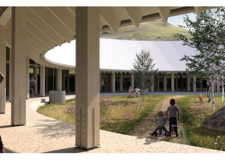Rammed Earth Walls and Turf Roofing in a Community-Oriented Space Near Lake Mývatn