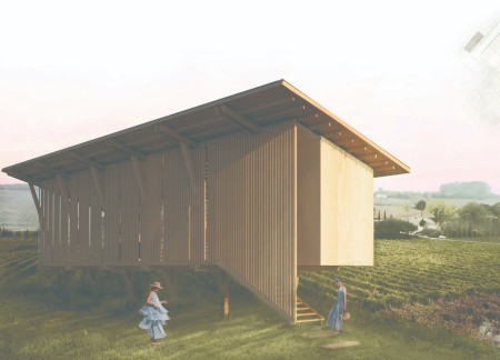 Charred Shingles and Carved Wood Harmonize in a Contemporary Wine Tasting Venue