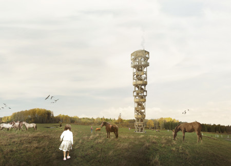 Spiral Form Utilizing Engineered Timber and Expansive Glass for Community Engagement in Conservation