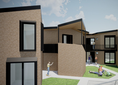 Emerging Community Hubs Crafted From Pentagonal Timber Panels and Fiber Cement  