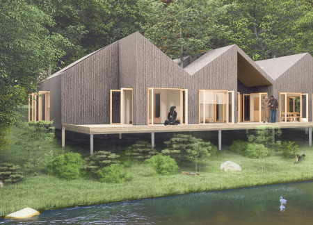 Charred Wooden Shingles and High Insulation Create a Tranquil Retreat Within the Forest
