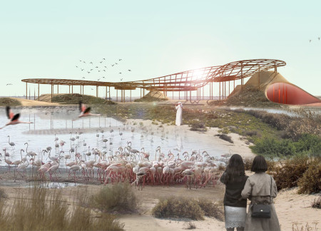 Circular Cones and Wavy Canopies Enhancing Ecological Engagement in a Wetland Reserve  