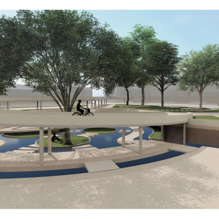 Floating Greenery and Water Features Enhancing Urban Mobility  