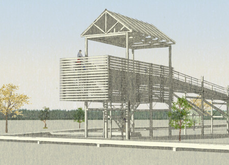 Treetop Views from a Timber Framework with Slatted Screens  